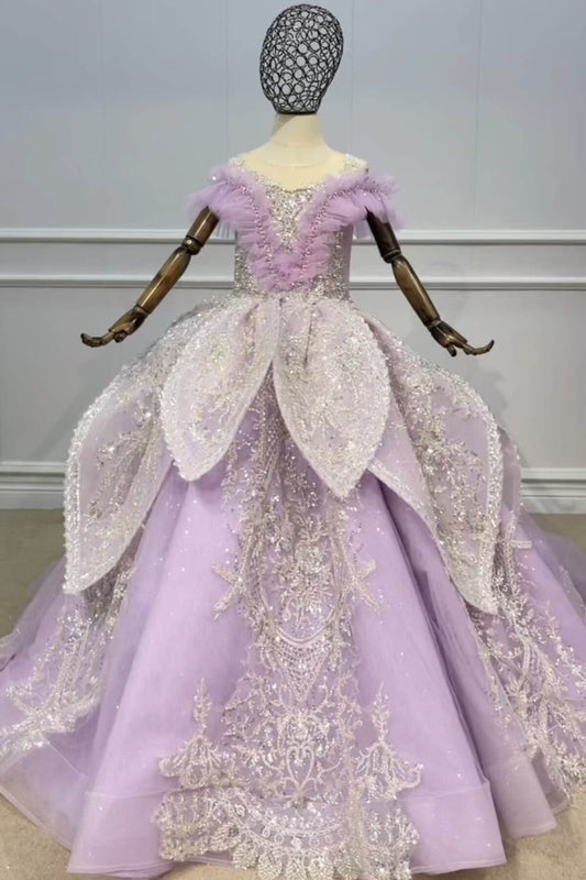 Vitnage Ball Gown Pageant Dresses for Kids 51008-Pageant Dresses for Kids 2025 -Viniodress-Lilac-Custom Size-