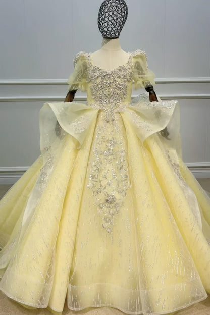 Vitnage Ball Gown Pageant Dresses for Kids 51008-Pageant Dresses for Kids 2025 -Viniodress-Yellow-Custom Size-