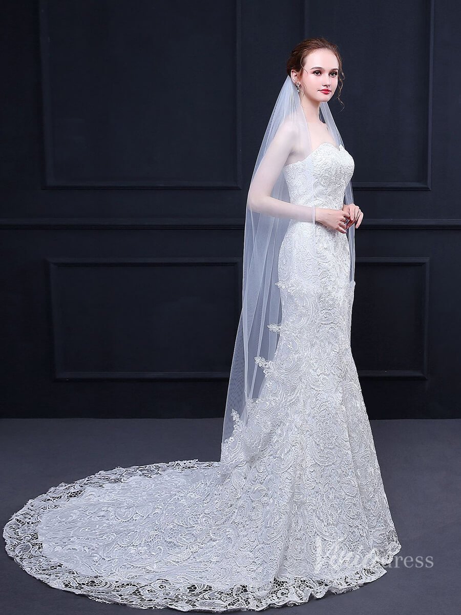 Waltz Length Mantilla Veil Viniodress TS18017-Bridal Veil 2025 -Viniodress-Ivory-