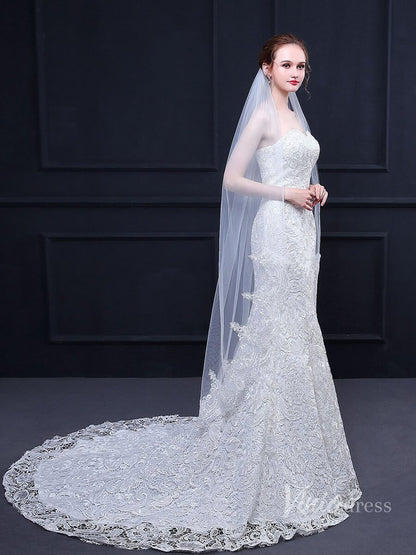 Waltz Length Mantilla Veil Viniodress TS18017-Bridal Veil 2025 -Viniodress-Ivory-