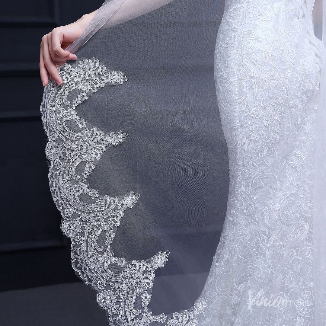 Waltz Length Mantilla Veil Viniodress TS18017-Bridal Veil 2025 -Viniodress-Ivory-