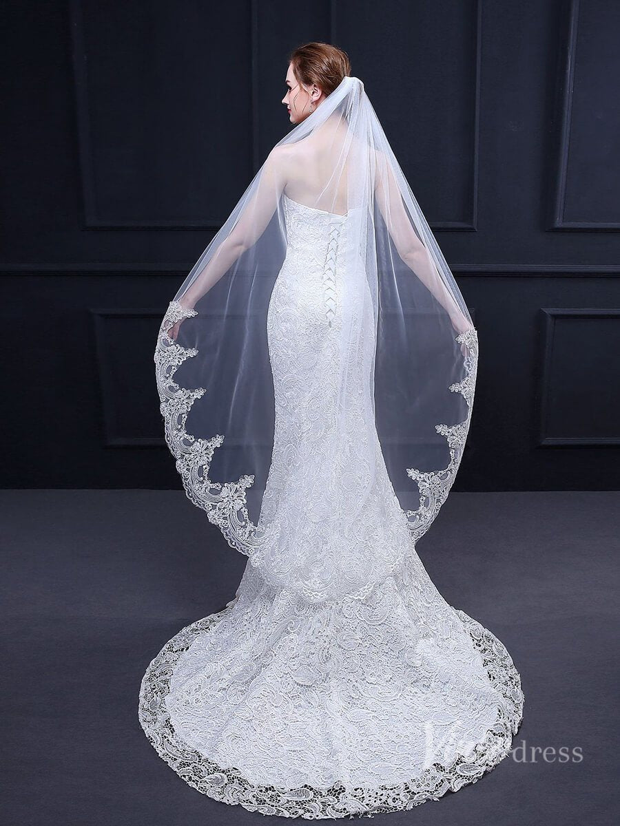 Waltz Length Mantilla Veil Viniodress TS18017-Bridal Veil 2025 -Viniodress-Ivory-