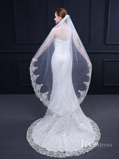 Waltz Length Mantilla Veil Viniodress TS18017-Bridal Veil 2025 -Viniodress-Ivory-