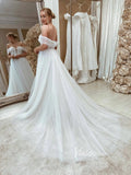 A-line Tulle Country Wedding Dresses Off the Shoulder VW2062-wedding dresses-Viniodress-Viniodress