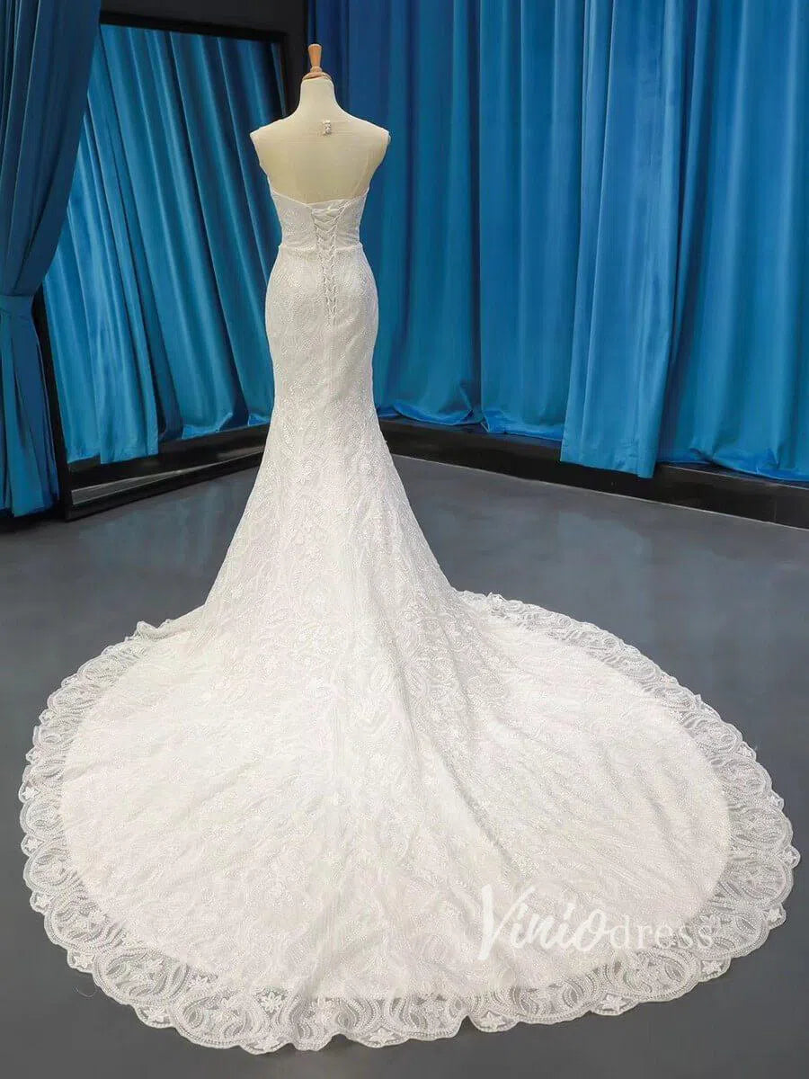 Beaded Mermaid Lace Wedding Dresses Sweetheart Bridal Dress VW1058-wedding dresses-Viniodress-Viniodress