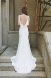 Elegant Satin Mermaid Wedding Dresses Boat Neck Bridal Dress VW2206-wedding dresses-Viniodress-Viniodress