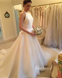 Halter Neck Cathedral Wedding Wedding Gown with Bow W2056-wedding dresses-Viniodress-Viniodress