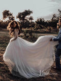 Long Sleeve Floral Wedding Dresses Rustic Bridal Dress Viniodress VW1117-wedding dresses-Viniodress-Viniodress