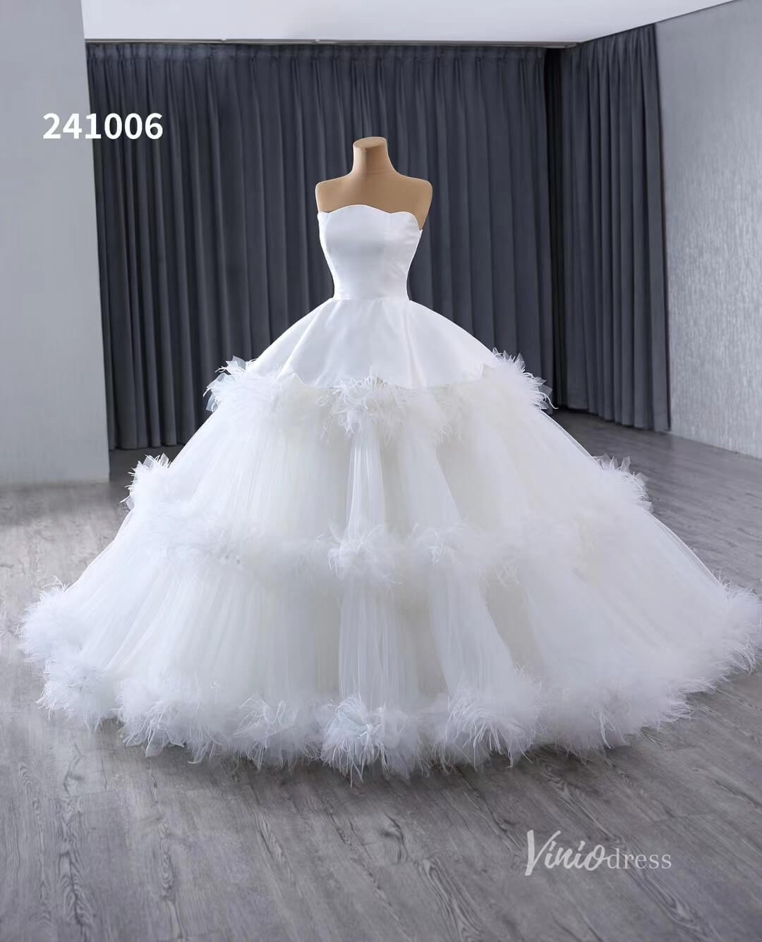 Luxury Ruffle Layered Wedding Dresses Strapless Bridal Gown Corset Back 241006-wedding dresses-Viniodress-Viniodress