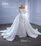 Satin Overskirt Pearl Wedding Dresses Off the Shoulder Bridal Gown 67570-wedding dresses-Viniodress-Viniodress