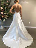 Sexy Backless Satin Wedding Dresses with Straps VW1879-wedding dresses-Viniodress-Ivory-Custom Size-Viniodress