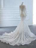 Sexy See Through Mermaid Wedding Dresses with Long Sleeves 67140-wedding dresses-Viniodress-Viniodress