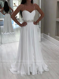 Spaghetti Strap Chiffon Beach Wedding Dresses with Beads VW1316-wedding dresses-Viniodress-Ivory-Custom Size-Viniodress