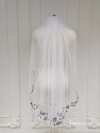 Whimsical Meadow Wedding Dresses Blush Floral Bridal Gown with Veil FW116 Sleeveless-wedding dresses 2025 -Viniodress-Ivory-Dress Only-Custom Size