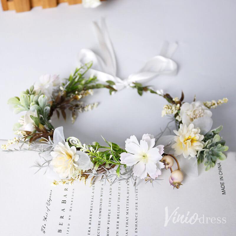 White & Light Yellow Floral Crowns for Bride AC1256-Floral Crowns-Viniodress-As Picture-Viniodress