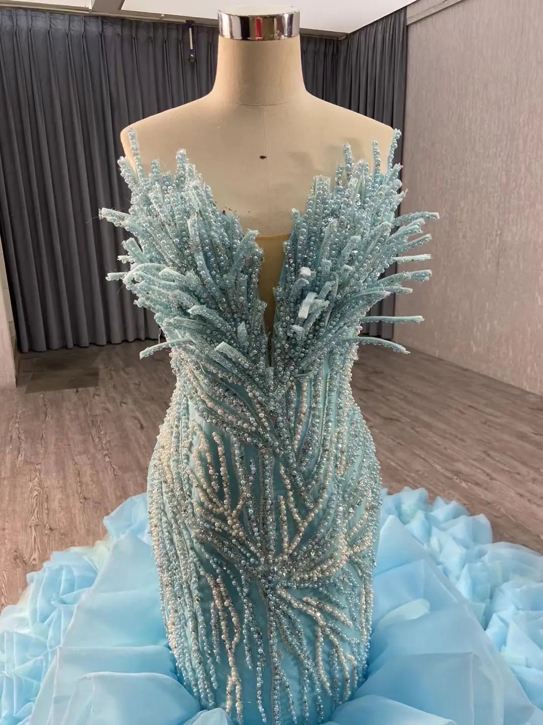 White Pearl Mermaid Wedding Dresses Tiered Strapless Pageant Dress 231040-wedding dresses 2025 -Viniodress-Fuchsia-Custom Size-