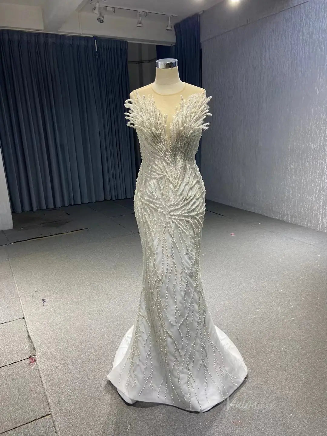 White Pearl Mermaid Wedding Dresses Tiered Strapless Pageant Dress 231040-wedding dresses 2025 -Viniodress-Fuchsia-Custom Size-