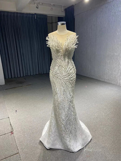 White Pearl Mermaid Wedding Dresses Tiered Strapless Pageant Dress 231040-wedding dresses 2025 -Viniodress-Fuchsia-Custom Size-