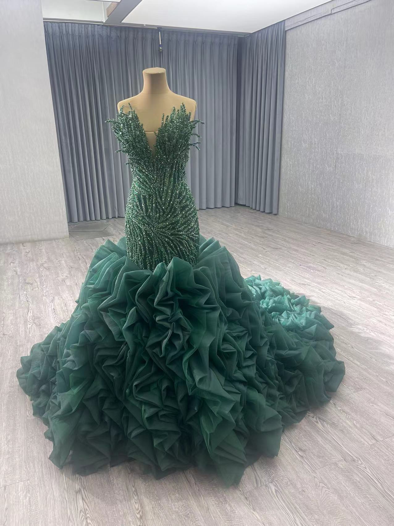 White Pearl Mermaid Wedding Dresses Tiered Strapless Pageant Dress 231040-wedding dresses 2025 -Viniodress-Fuchsia-Custom Size-