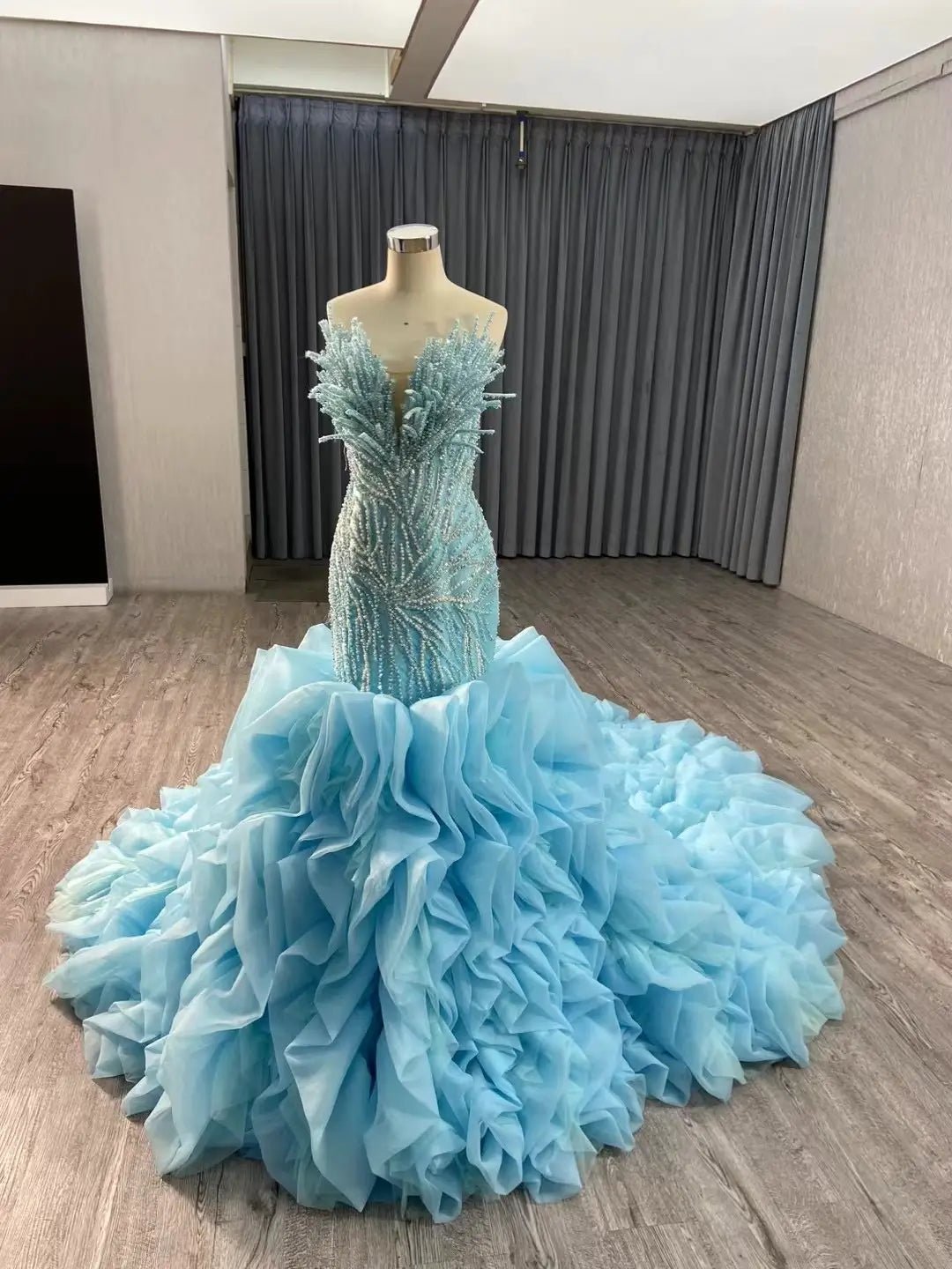 White Pearl Mermaid Wedding Dresses Tiered Strapless Pageant Dress 231040-wedding dresses 2025 -Viniodress-Fuchsia-Custom Size-