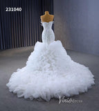 White Pearl Mermaid Wedding Dresses Tiered Strapless Pageant Dress 231040-wedding dresses-Viniodress-Viniodress