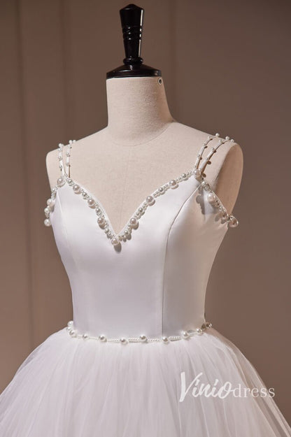 White Ruffled Prom Dresses Spaghetti Strap Formal Dress AD1048-prom dresses 2025 -Viniodress-White-Custom Size-