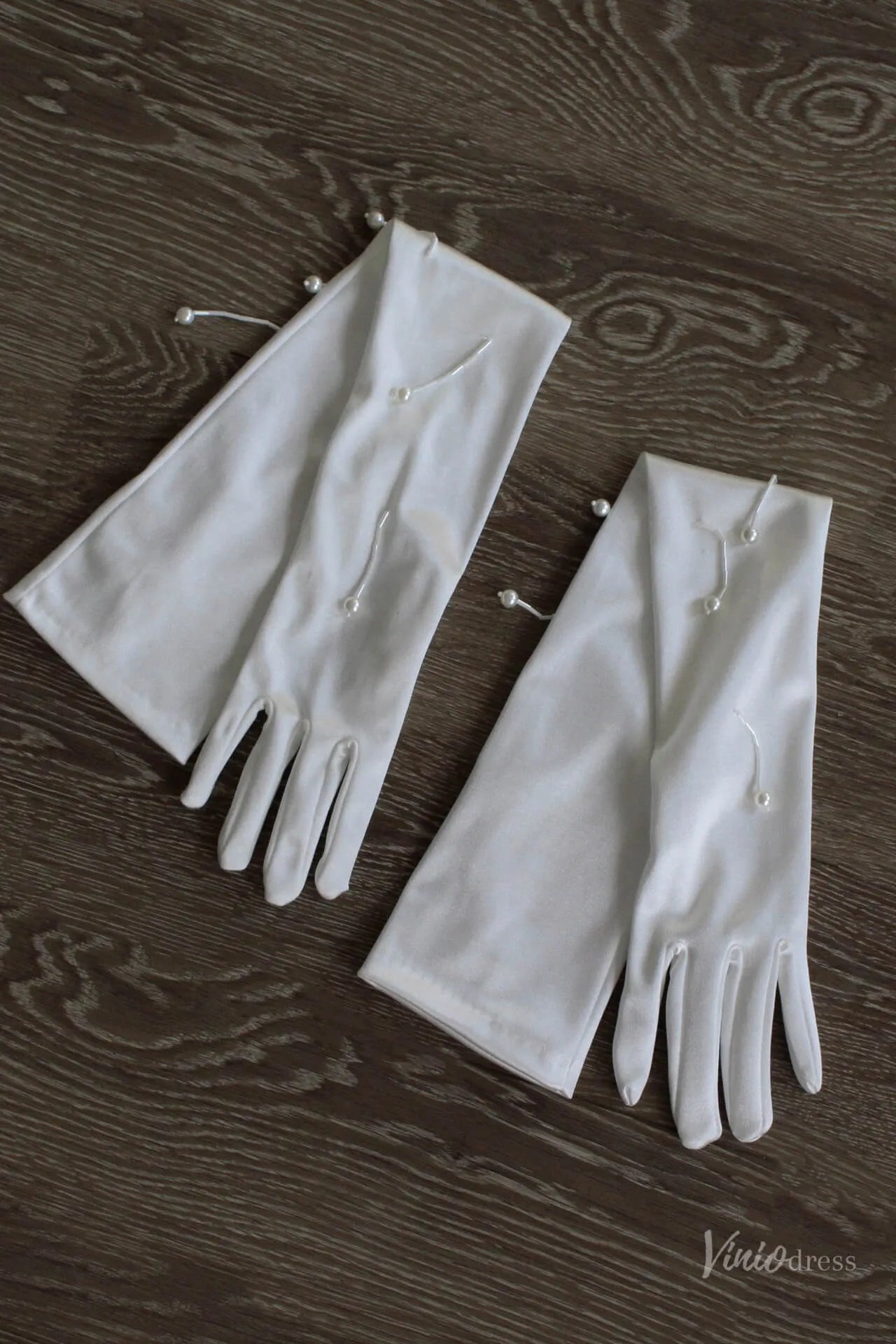 White Satin Opera Bridal Gloves with Floral Drop Details – Long Elegant Wedding Gloves for Women WG218-Bridal Gloves 2026-Viniodress-Ivory-Flower-