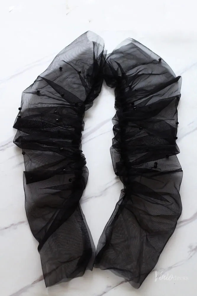 White Sheer Pearl Bridal Gloves – Long Tulle Wedding Gloves for Bride WG052-Bridal Gloves 2026-Viniodress-Ivory-