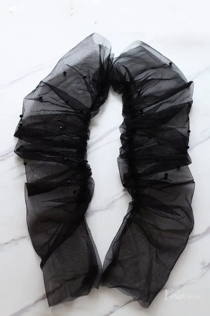 White Sheer Pearl Bridal Gloves – Long Tulle Wedding Gloves for Bride WG052-Bridal Gloves 2026-Viniodress-Ivory-