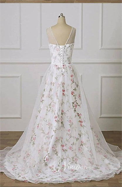 White Sweetheart Neck Prom Dresses Floral Evening Dress FD3051-prom dresses 2025 -Viniodress-White-Custom Size-