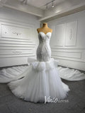 White Tulle Mermaid Wedding Dresses Cathedral Train 66765-wedding dresses-Viniodress-Viniodress