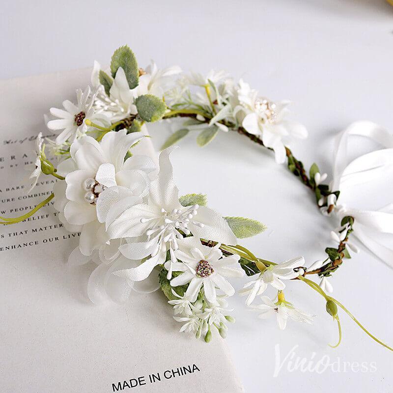 White Wedding Floral Crowns AC1257-Floral Crowns-Viniodress-As Picture-Viniodress