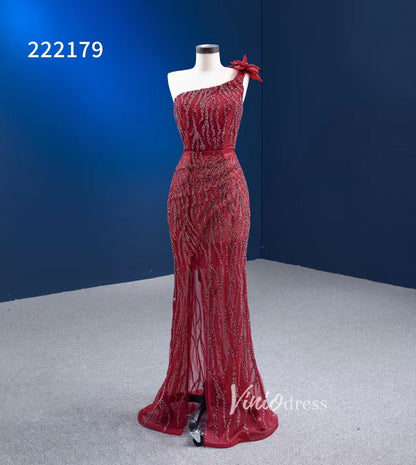 Wine Red Pageant Dress with Slit Removable Overskirt Formal Dresses 222179-Evening Dresses 2025 -Viniodress-Burgundy-Custom Size-