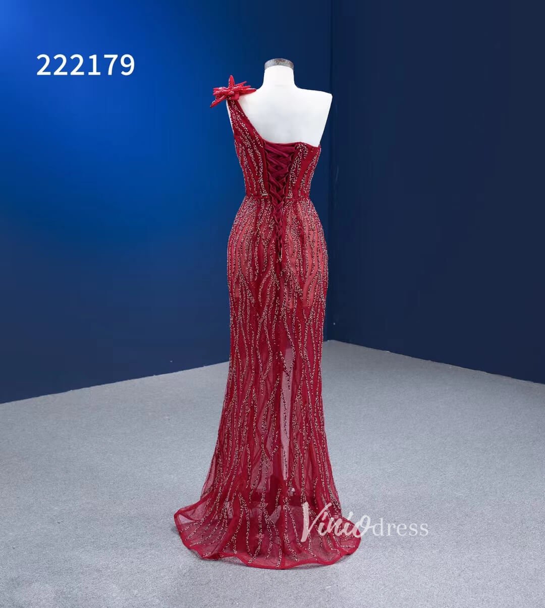 Wine Red Pageant Dress with Slit Removable Overskirt Formal Dresses 222179-Evening Dresses 2025 -Viniodress-Burgundy-Custom Size-