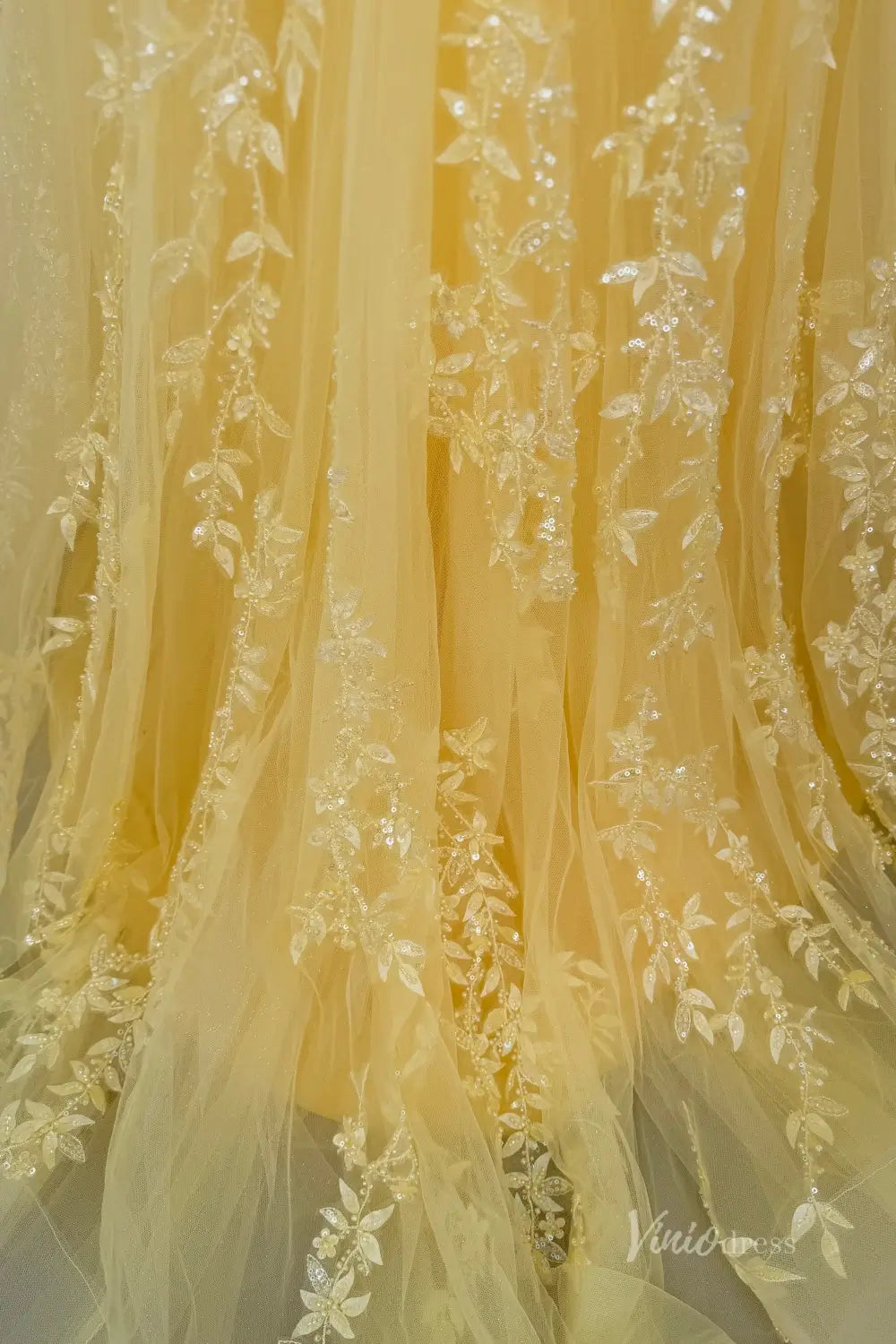 Yellow Beaded Lace Corset Mermaid Prom Dress with Deep V Neck & High Slit – LP004-prom dresses 2026-Viniodress-Yellow-Custom Size – Add Measurements in Cart-