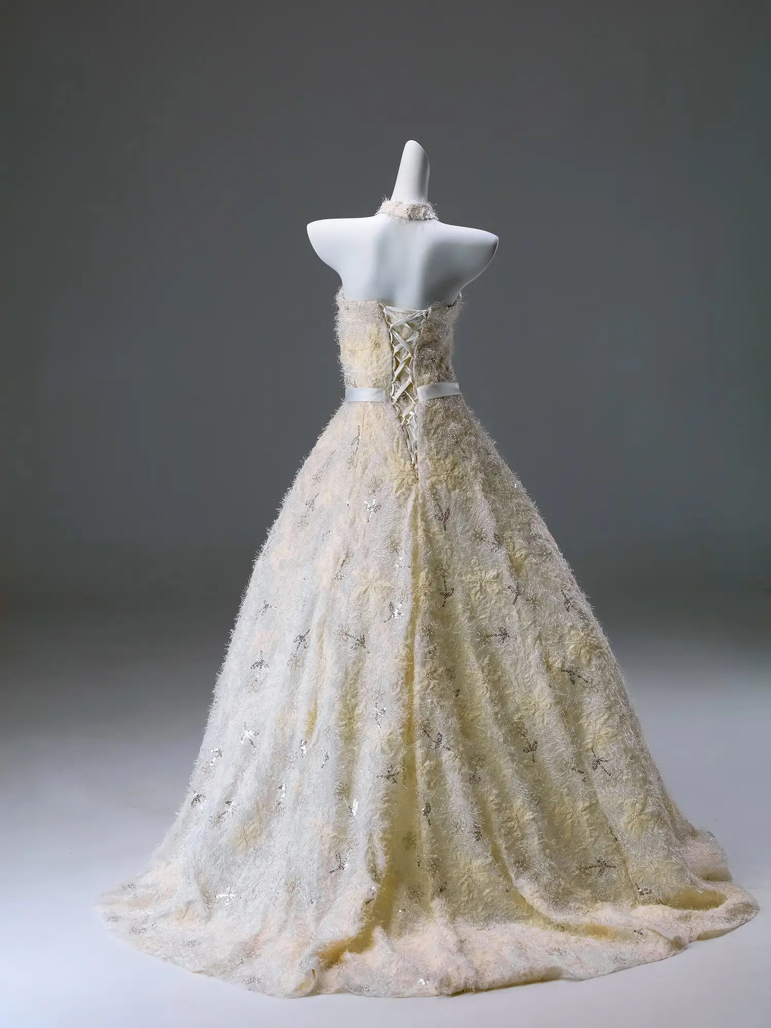 Yellow Floral Lace Formal Dress Strapless Ball Gown - CQ0132-Couture Gown 2025 -Viniodress-Yellow-Custom Size-