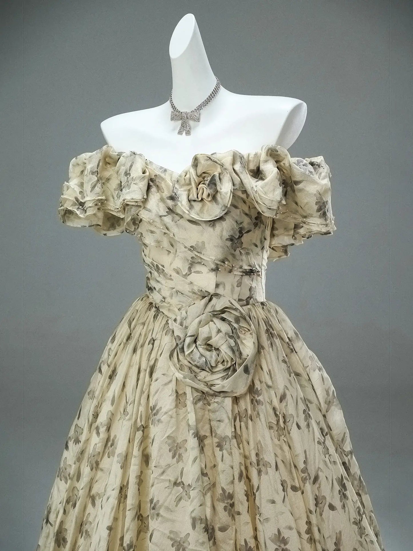 Yellow Floral Tulle Prom Dresses with 3D Flower & Ruffled Neckline - CQ0113-Couture Gown 2025 -Viniodress-Yellow-Custom Size-