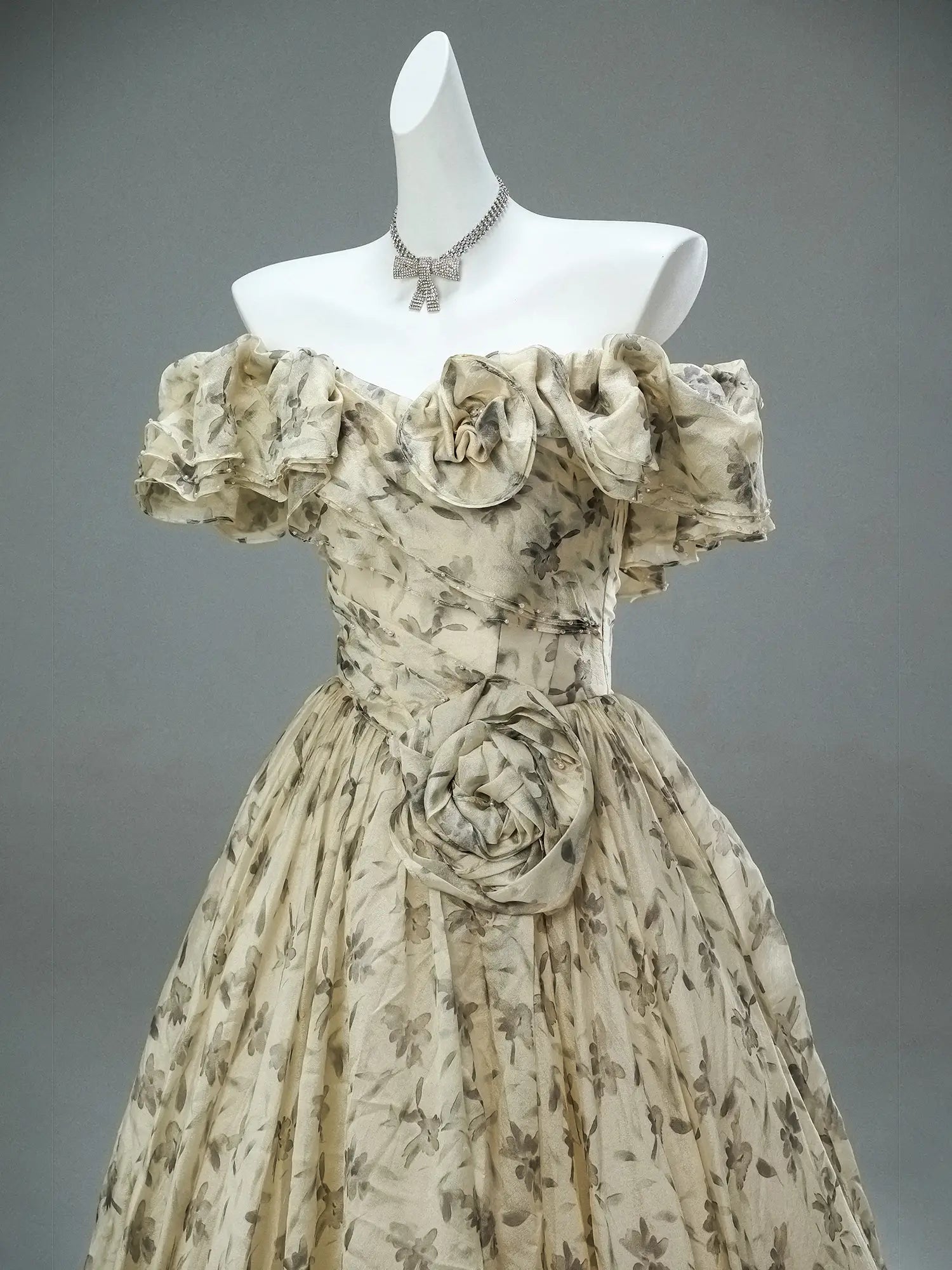 Yellow Floral Tulle Prom Dresses with 3D Flower & Ruffled Neckline - CQ0113-Couture Gown 2025 -Viniodress-Yellow-Custom Size-