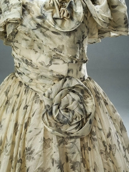 Yellow Floral Tulle Prom Dresses with 3D Flower & Ruffled Neckline - CQ0113-Couture Gown 2025 -Viniodress-Yellow-Custom Size-