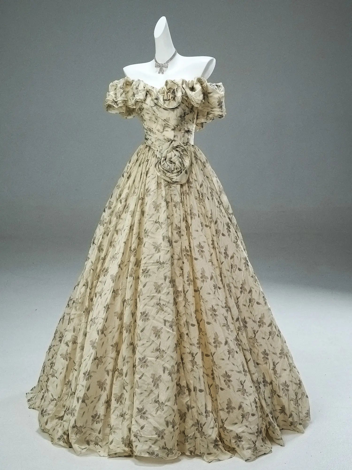 Yellow Floral Tulle Prom Dresses with 3D Flower & Ruffled Neckline - CQ0113-Couture Gown 2025 -Viniodress-Yellow-Custom Size-