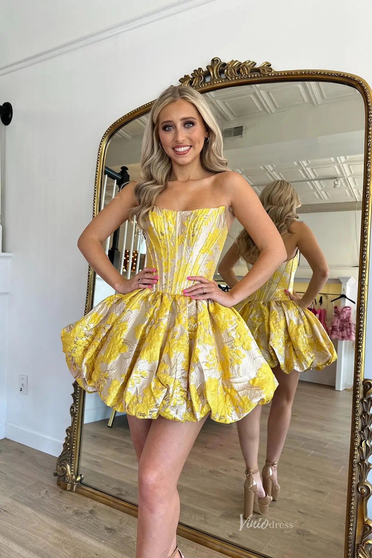 JC042-Homecoming Dresses 2026-Viniodress-Yellow-Custom Size-