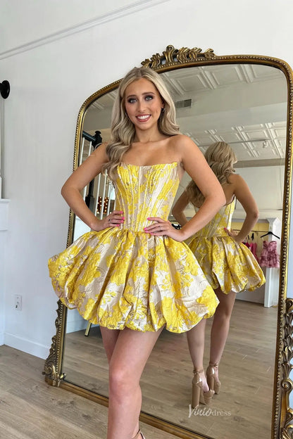 JC042-Homecoming Dresses 2026-Viniodress-Yellow-Custom Size-