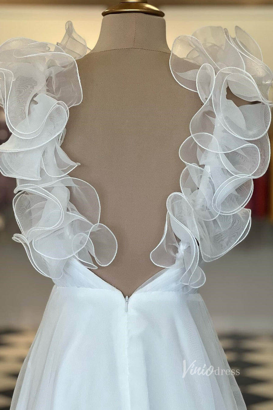 Yellow Ruffled Shoulder Prom Dresses with Slit Pleated Bodice FD3981-prom dresses 2025 -Viniodress-Yellow-Custom Size-