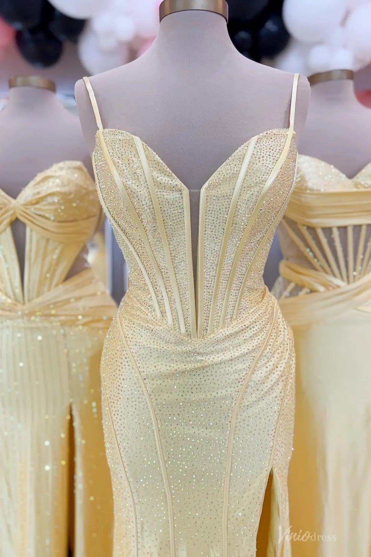 Yellow Sparkly Satin Mermaid Prom Dress with Lace-Up Back SS160 Viniodress Yellow Sparkly Satin Mermaid Prom Dress with Lace-Up Back SS160 Viniodress