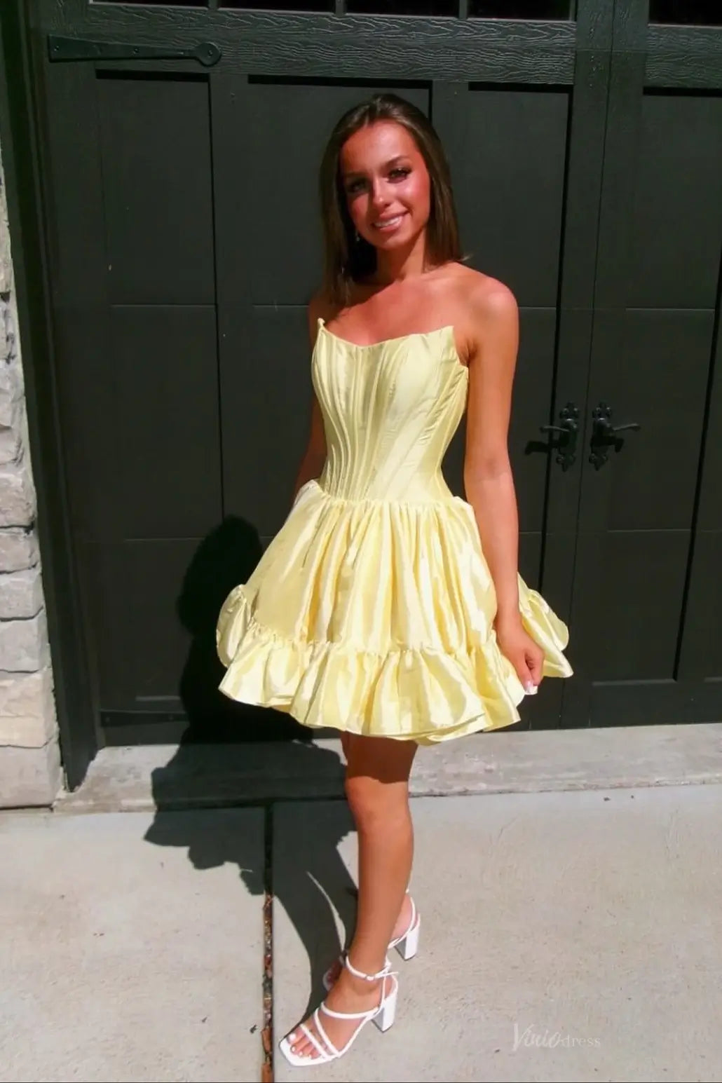 HS012-Homecoming Dresses 2026-Viniodress-Yellow-Custom Size-
