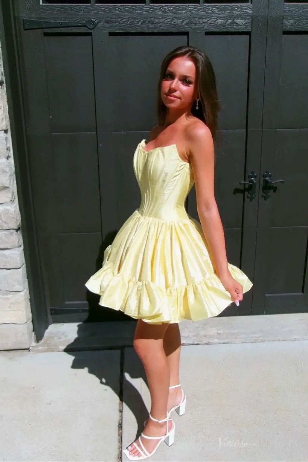 HS012-Homecoming Dresses 2026-Viniodress-Yellow-Custom Size-