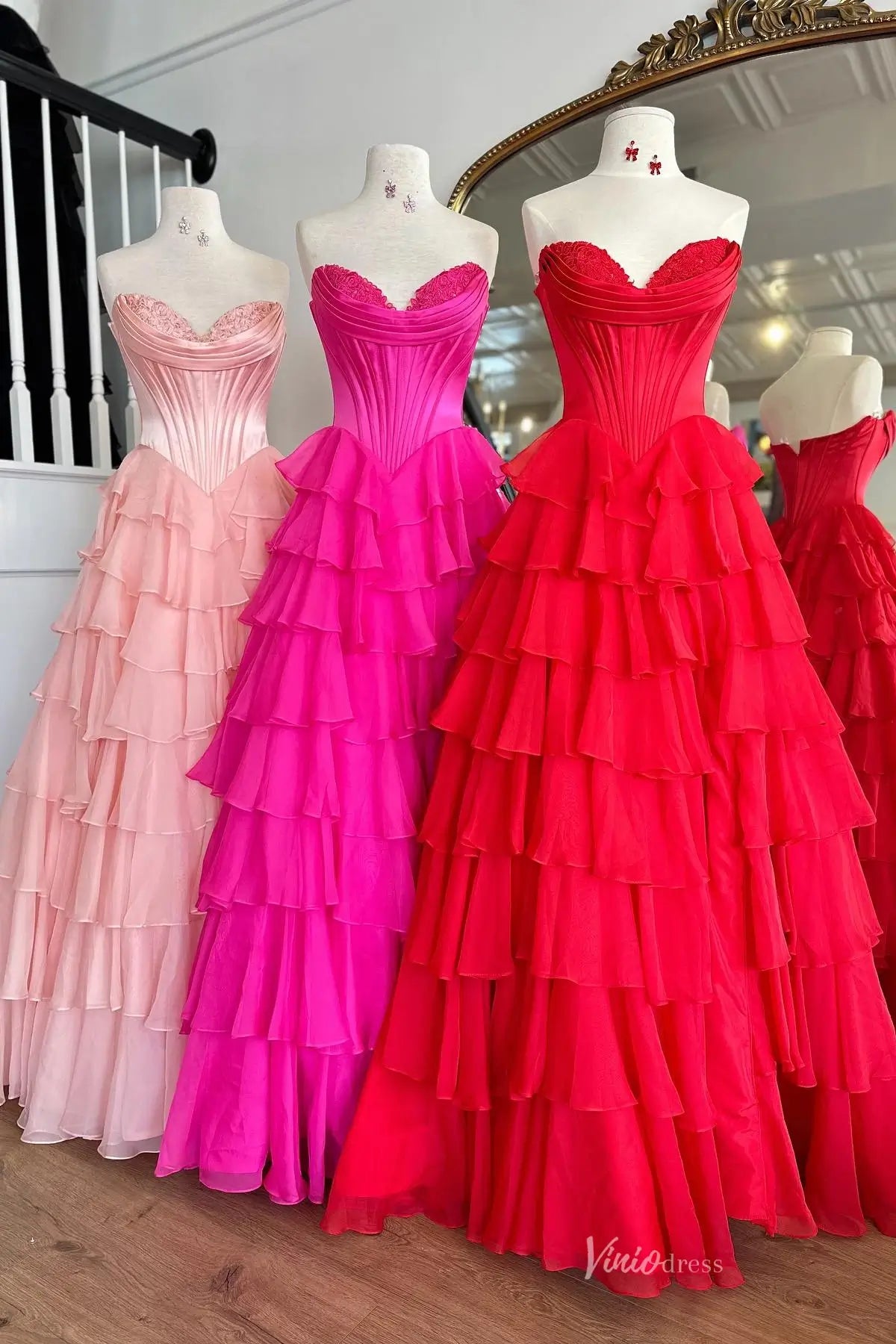 Yellow Sweetheart Prom Dress with Boned Corset & Ruffled Chiffon Skirt RF301-prom dresses 2026-Viniodress-Yellow-Custom Size-