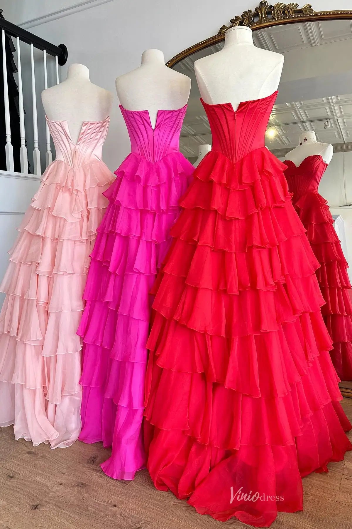 Yellow Sweetheart Prom Dress with Boned Corset & Ruffled Chiffon Skirt RF301-prom dresses 2026-Viniodress-Yellow-Custom Size-