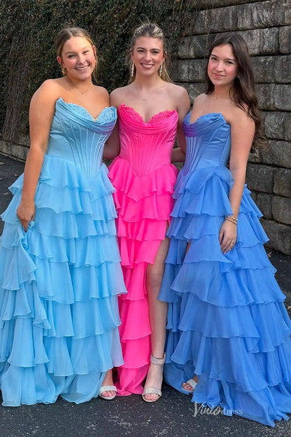 Yellow Sweetheart Prom Dress with Boned Corset & Ruffled Chiffon Skirt RF301-prom dresses 2026-Viniodress-Yellow-Custom Size-