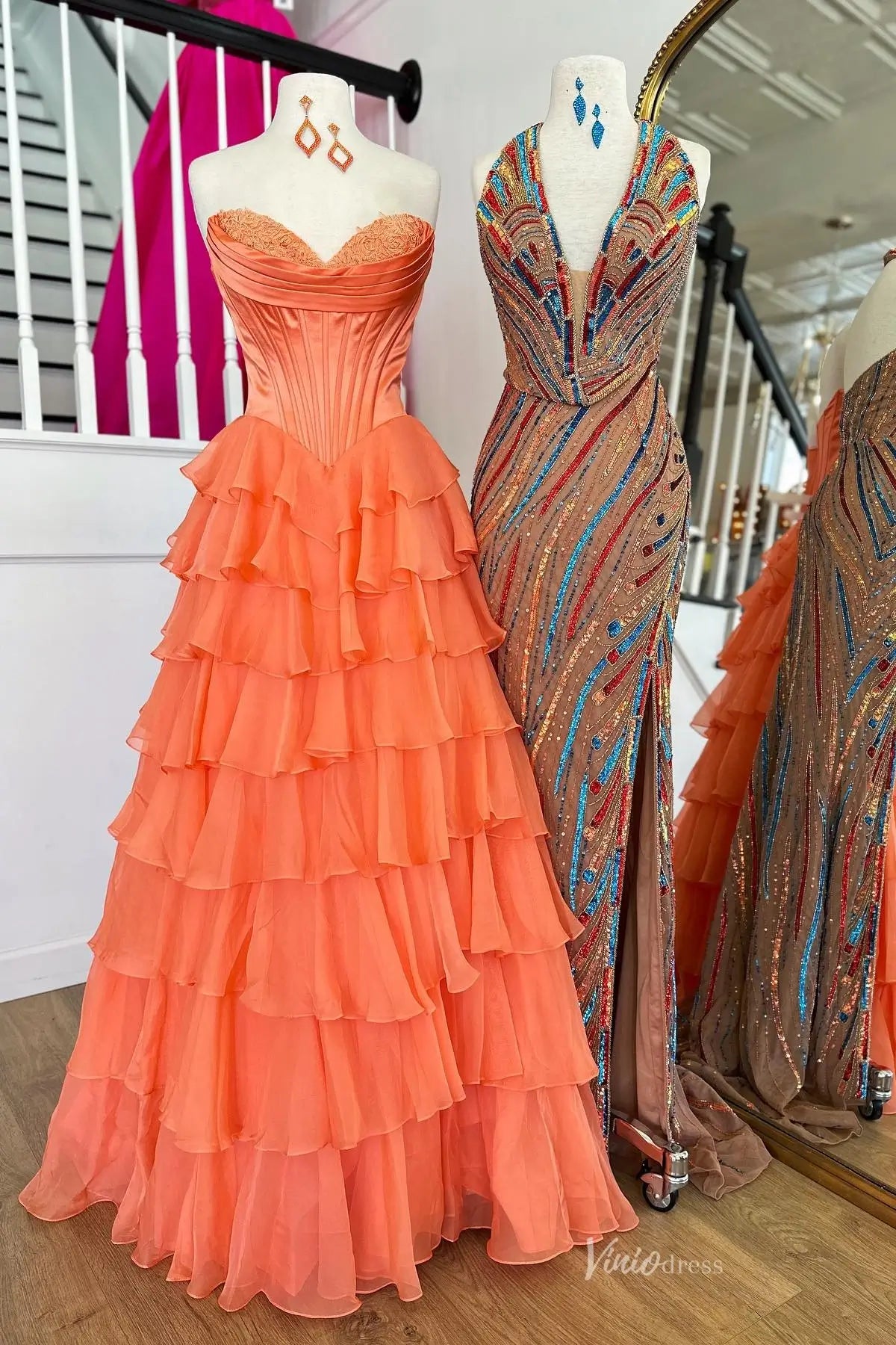 Yellow Sweetheart Prom Dress with Boned Corset & Ruffled Chiffon Skirt RF301-prom dresses 2026-Viniodress-Yellow-Custom Size-